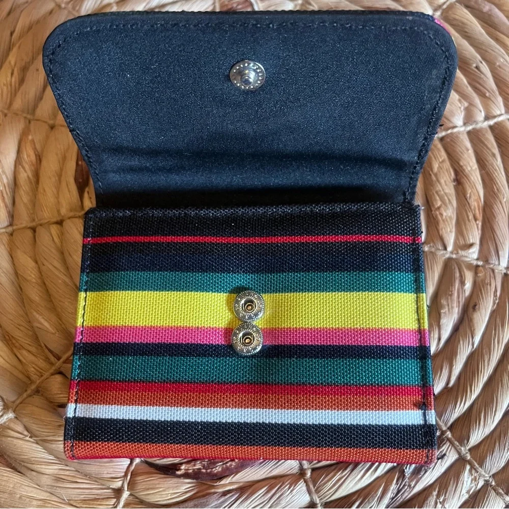 Kate Spade New York Rainbow Stripe Nylon Wallet Snap Closure